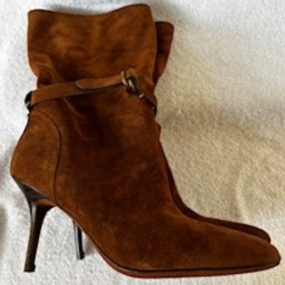 Polo Ralph Lauren "Zoe" mid-calf calfskin ankle strap booties NWOT Size 7-1/2